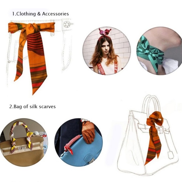 One Twilly Silk Scarve Bag Handle Head Neck - Picture 4 of 7
